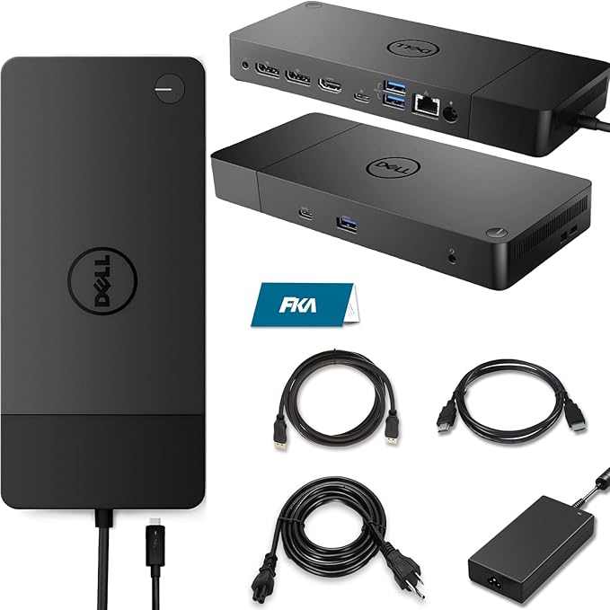 Dell WD19 180W Docking Station, HDMI/Dual DisplayPort, Dell Docking Station with 130W Power Delivery, Dual Monitor Support,Bundle with 180W Adapter, HDMI/DP Cables (Renewed)
