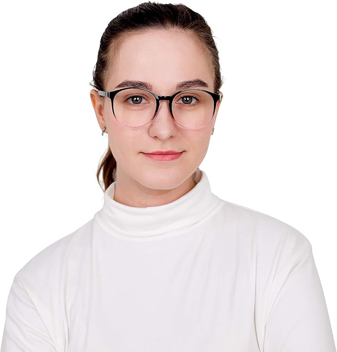 LifeArt Round Blue Light Blocking Glasses, Computer Glasses, Gaming Glasses, TV Glasses for Women Men (Black Purple, 5.00 Magnification)