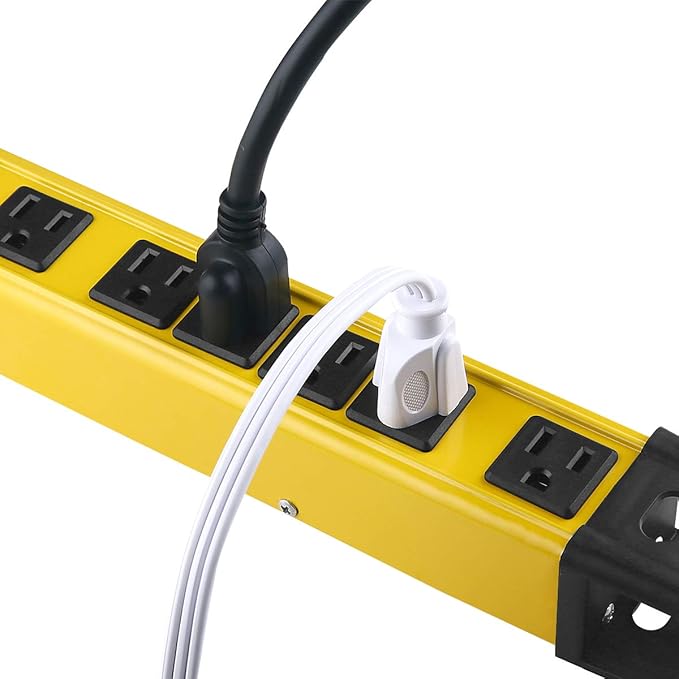 CCCEI Heavy Duty Power Strip Surge Protector - 6 Outlet Industrial Strip with 15A, 1200 Joules - ETL Listed Metal for Shop, Workshop, Garden (4FT, Yellow)