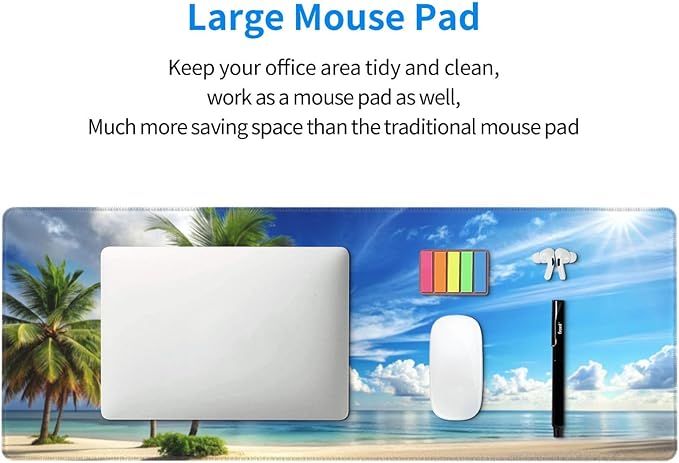 Beach Mouse Pad XL Large Mousepad Non Slip Rubber Base Desk Mat for Laptop Computer Gaming 31.5" X 12"