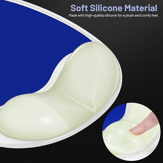 Ergonomic Mouse Pad with Wrist Rest & Elbow Support, Soft Silicone Gel Cushion, Non-Slip Base, Glow-in-The-Dark, Compatible with Vertical Ergonomic Mouse for Office & Gaming (Blue)