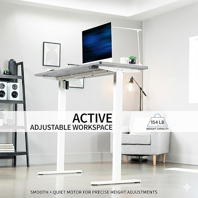 VIVO Electric 60 x 24 inch Stand Up Desk, Height Adjustable, Dark Gray Top, White Frame, Home and Office Furniture Sets, DESK-KIT-W06G