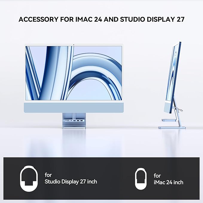Minisopuru iMac Accessories for i Mac M1/M3/M4, USB C Hub for iMac 2021/2023/2024 with USB A/C 10Gbps, SD/TF, USB C Adapter Compatible with i-Mac 24 inch and Studio Display 27 Inches, Blue.