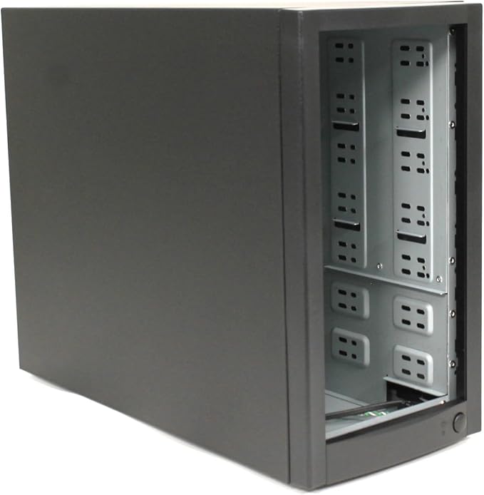 DupliM External 7-Bay Duplicator Case Enclosure Tower for DVD CD Blu-ray HDD USB - Includes UL Power Supply