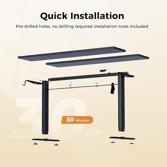 Agilestic Electric Standing Desk, 48 x 24 Inches Height Adjustable Desk, Sit Stand up Desk for Work Office Home, Splice Board, Black