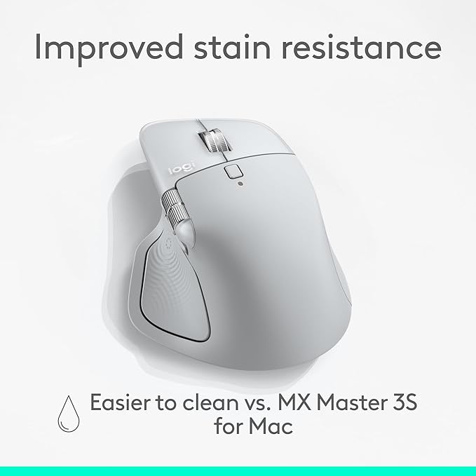 Logitech MX Master 4 for Mac, Ergonomic Bluetooth Mouse with Advanced Performance Haptic Feedback, Ultra-Fast Scrolling, USB-C Charging, MacOS, iPadOS, Windows - White Silver