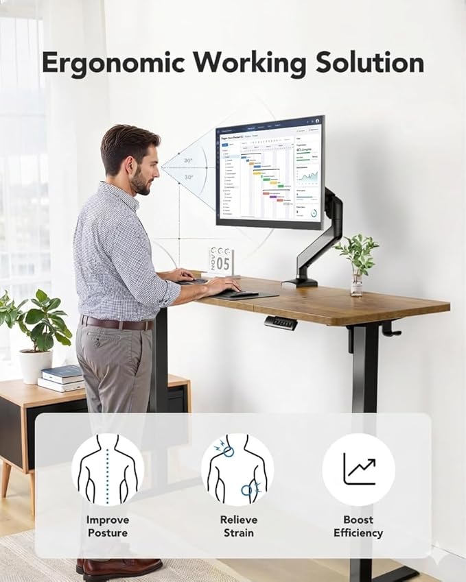 Marsail 63x24 Electric Standing Desk - Adjustable Height Computer Desk with Memory Presets, Storage Bag & Cable Management for Home Office & Gaming Workstations