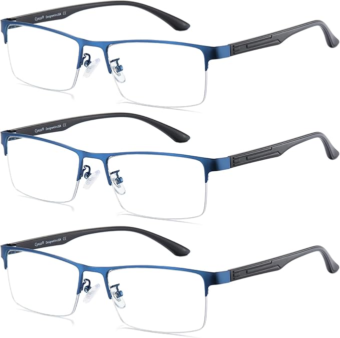 Cyxus Blue Light Blocking Glasses for Men Woman Semi Rim Computer Gaming Office Study Eyeglasses with UV Protection 8001