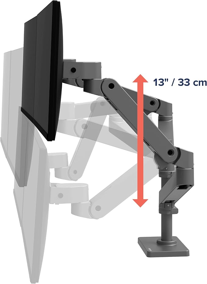 Ergotron – Upgraded LX Pro Premium Vertical Stacking Dual Monitor Arm, VESA Desk Mount – for 2 Monitors Up to 24 Inches, 4 to 22 lbs Each – Dark Grey