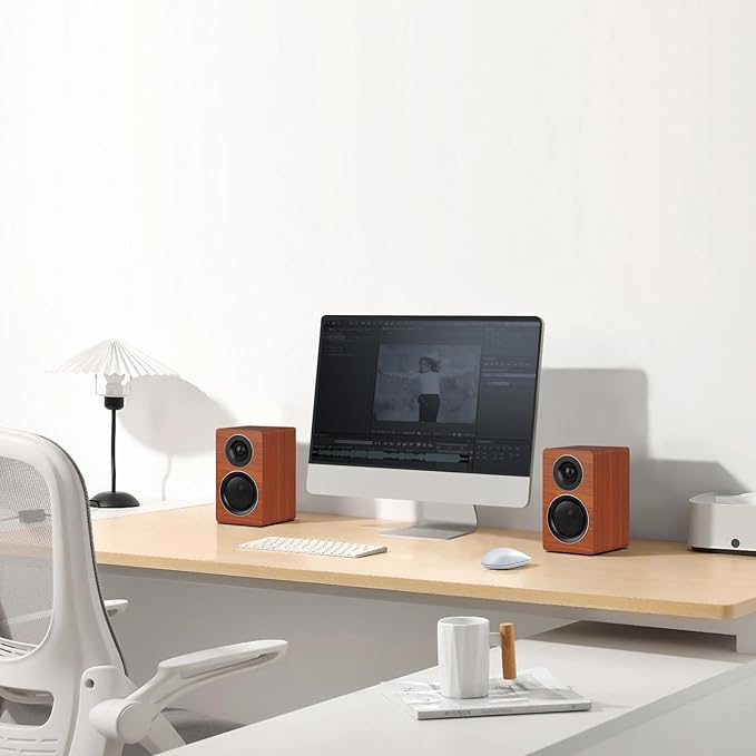 Computer Speakers with Subwoofer, 2.1 Gaming Speaker System for Desktop PC, 100W RMS, 6.5" Deep Bass, Bluetooth 5.3, AUX/RCA/Optical/Coaxial, Surround Sound for PC/Monitor/TV - Brown