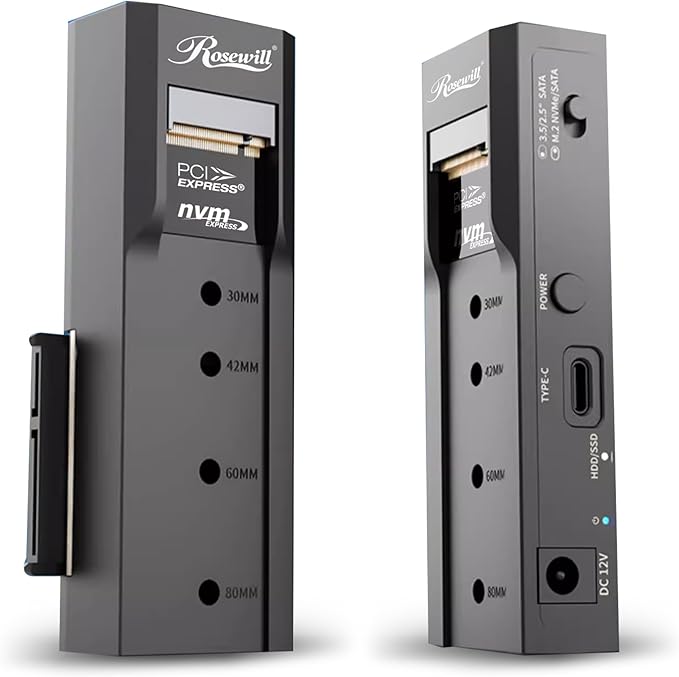 Rosewill NVME to 2.5'' 3.5'' Offline Clone Enclosure, M.2 to SATA SSD HDD Cloner, USB-C Type-C Max 10Gbps Standalone Clone Duplicator - RS-NS-CL