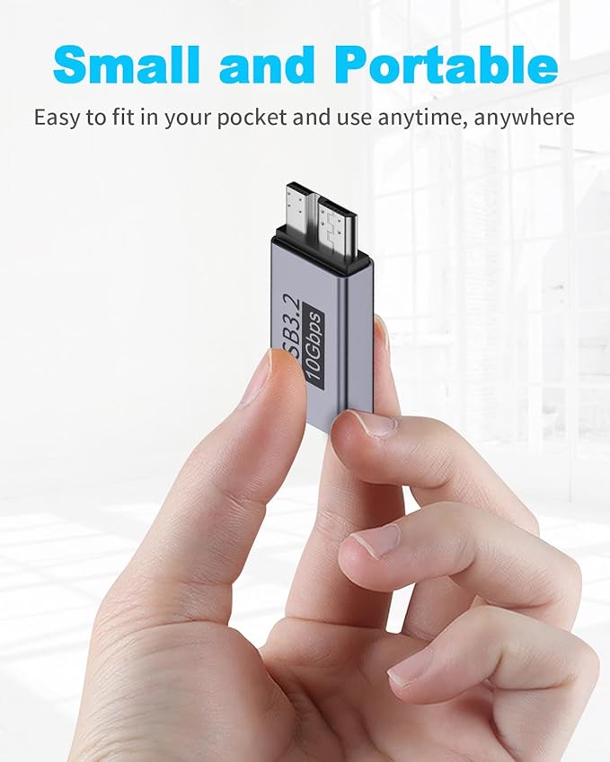 Duttek USB A to Micro B Adapter 10Gbps, USB-C to Micro USB 3.2 Gen 2 Fast Charging Adapter Compatible with iPhone 15 Plus/15 Pro Max, WD My Passport External Drive 2 Pack