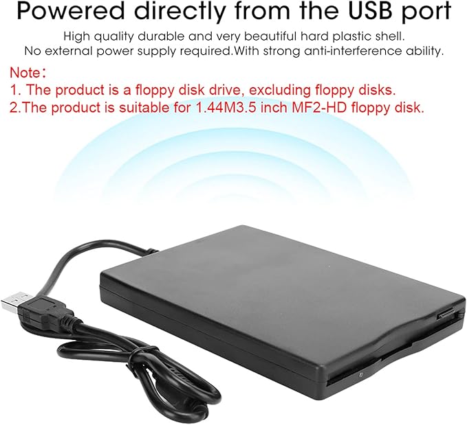 3 5" USB External Floppy Disk Drive, Portable Floppy Drive, 1 44 MB FDD for PC Window 2000/XP/Vista/7/8, No Extra Driver Required, Plug and Play, USB External Floppy Disk Drive Portable 1 44 MB FD
