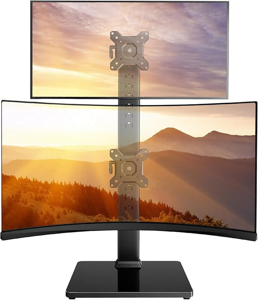 Perlegear Dual Vertical Monitor Stand for 13-40 inch Screen, 13 Height Settings, Dual Computer Stand with 360 Degree Rotation, Up to 44 lbs, Max VESA 100x100mm, PGTVS30