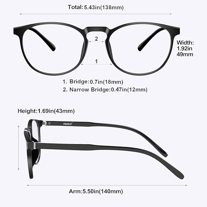 Blue Light Blocking Glasses Women/Men,Retro Round Anti Eyestrain Computer Gaming Glasses(2Pack)