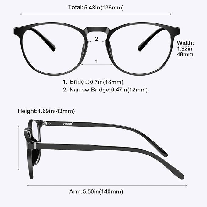 Blue Light Blocking Glasses Women/Men,Retro Round Anti Eyestrain Computer Gaming Glasses(2Pack)