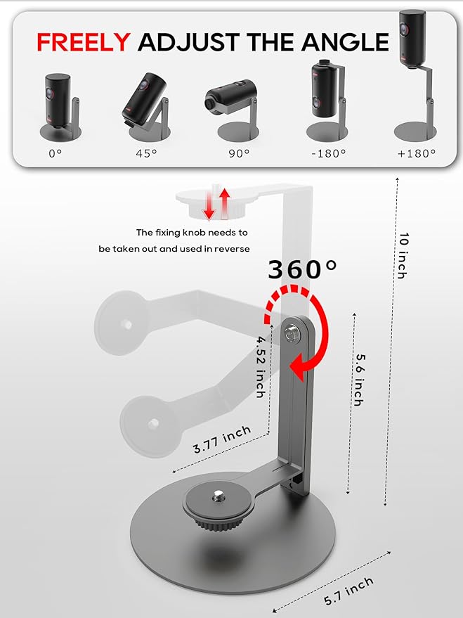 Projector Stand for Nebula Capsule Series & XGIMI Halo+(New) Works with Capsule 3/Air/Pro, Mini Projectors | Ceiling & Wall Projection, Height Adjustable, 360° Rotation | 1/4-Inch Screw(A-Grey)