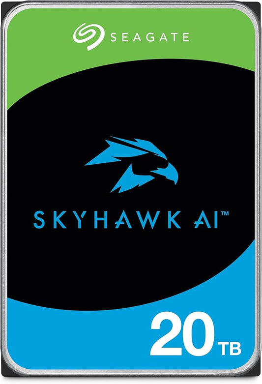 Seagate Skyhawk AI 20TB Video Internal Hard Drive HDD – 3.5 Inch SATA 6Gb/s 512MB Cache for DVR NVR Security Camera System with in-House Rescue Services (ST20000VE003)