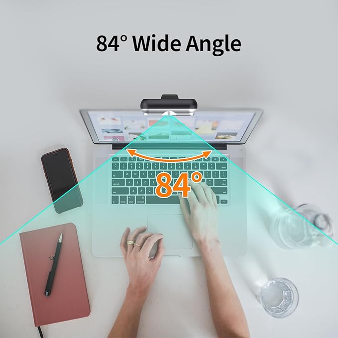 Windows Hello Webcam, 2K 30FPS, 5MP 84°FOV USB Webcam with Noise-reducing Mic, Facial Unlocked, Built-in Privacy Cover, Plug and Play, Wide Compatibility for Personal Meetings, Video Calls