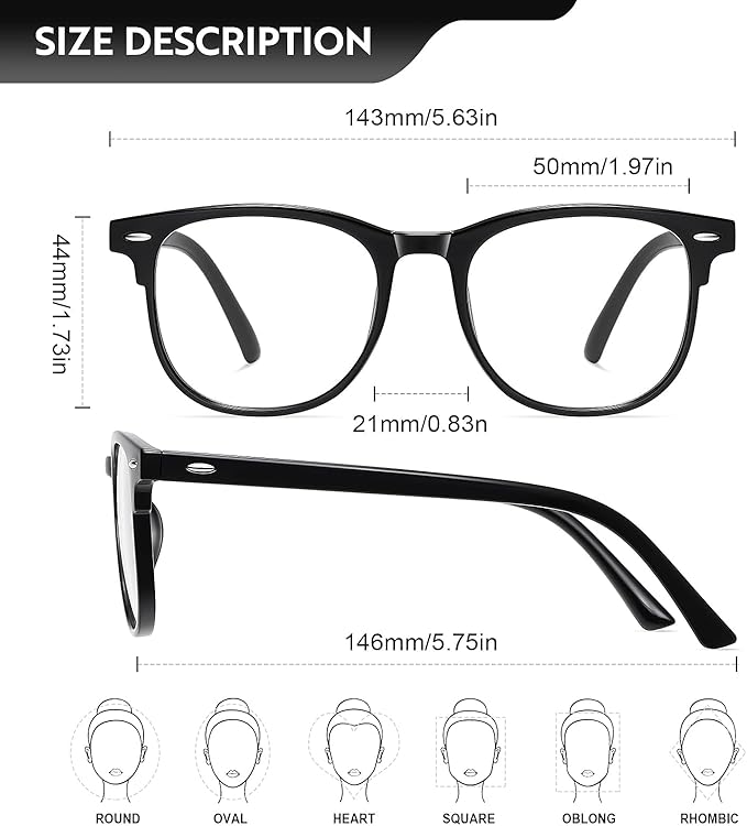 Okany Blue Light Blocking Glasses for Women Men Woman Black Computer Screen Filter Gaming Glasses Womens Mens 99.9% Blue Light Blocker Round Fashion Eye Glasses