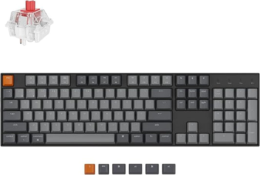 Keychron K10 Full Size Layout White LED Backlit Hot-Swappable Mechanical Keyboard for Mac Windows, Multitasking 104-Key Bluetooth Wireless/USB Wired Computer Keyboard with Gateron G Pro Red Switch