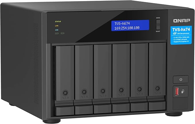 QNAP TVS-h674-i3-16G Intel Core i3 Processor, 16 GB RAM, PCIe Gen 4 expandability NAS for virtualization applications