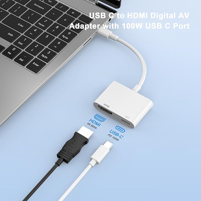 [Apple MFi Certified] USB C to HDMI Adapter for iPhone 17 16 15, Type C Digital AV Adapter 4K UHD Thunderbolt to HDMI Adaptor Sync Screen Connector for iPhone 17 16 15 Pro Max to TV Monitor Projector