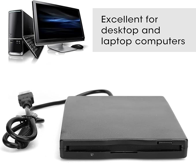 3 5" USB External Floppy Disk Drive, Portable Floppy Drive, 1 44 MB FDD for PC Window 2000/XP/Vista/7/8, No Extra Driver Required, Plug and Play, USB External Floppy Disk Drive Portable 1 44 MB FD