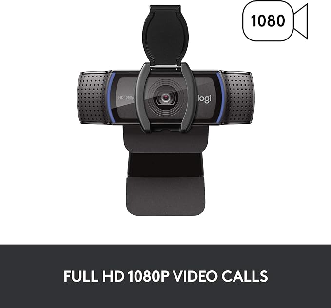 Logitech C920S HD Pro Webcam, Full HD 1080p/30fps Video Calling, Clear Stereo Audio, Light Correction, Privacy Shutter, Works with Skype, Zoom, FaceTime, Hangouts, PC/Mac/Laptop/Tablet/Xbox