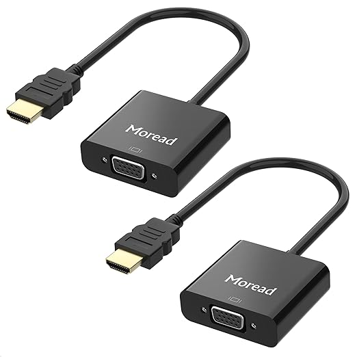Gold-Plated Active HDMI to VGA Adapter, 2 Pack, Male to Female with Micro USB Power Cable & 3.5mm Audio Port Cable for PS4, MacBook Pro, Mac mini, Apple TV
