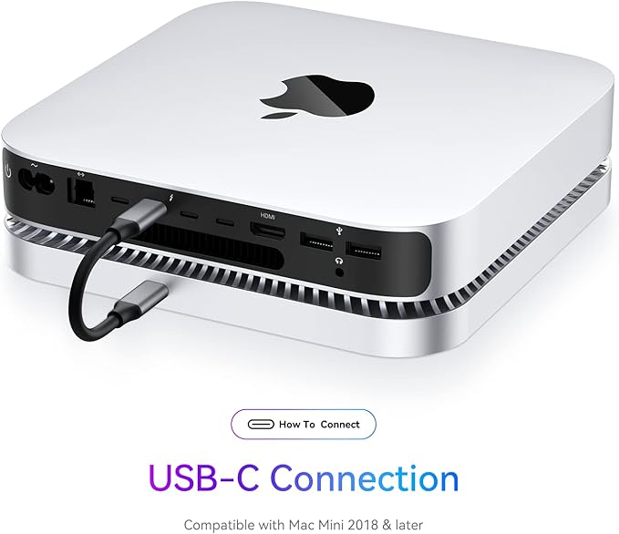 RayCue Mac Hub & Stand with SSD - Type-C, USB 3.0/2.0 Ports, Card Readers - Fits 2.5 Inch SSD, for Mac Studio, Mac Mini M1/M2