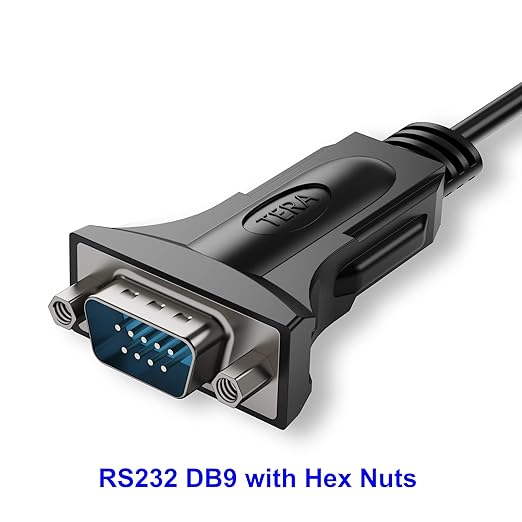 Tera Grand - USB C to RS232 Serial DB9 Adapter Cable with Hex Nuts and FTDI chipset, Supports Windows 11, 10, 8, 7, Vista, XP, 2000, 98, Linux and Mac, 3 Ft