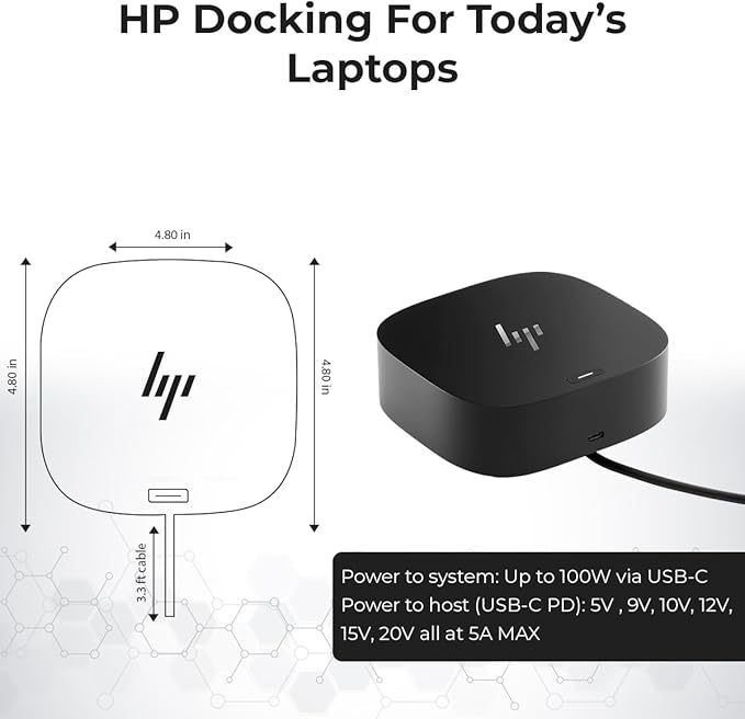 HP Docking Station for Laptop Dual Monitor and Charging Bundle - HP USB-C G5 Dock 5TW10AA / 5TW10UT / 5TW10AA#ABB with 120W Adapter, HDMI, DisplayPort, USB-C Cables & Microfiber Cleaning Cloth