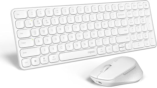 Rapoo Wireless Keyboard and Mouse Combo, Blade-Series E9310M 99-Key Ultra-Thin Keyboard and M300G Silent Mouse, Support 4 Devices, Quiet, Compact, Battery Powered, for Windows/Mac/Linux/Chrome
