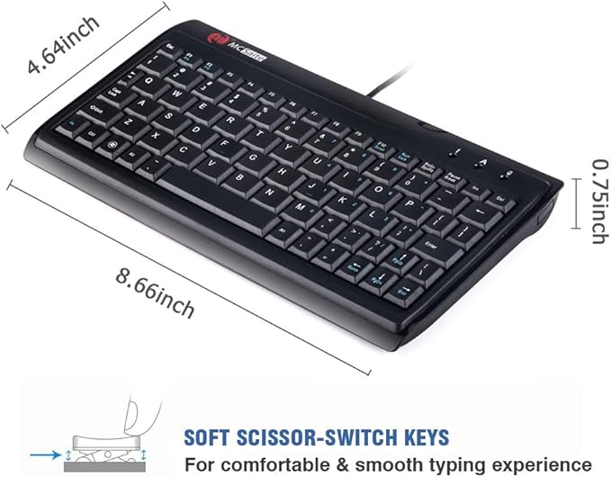 Super Mini Wired Keyboard, MCSaite Full Size 78 Keys Keypad Small Portable Fit with Professional or Industrial Use for Computer Laptop Mac Notebook