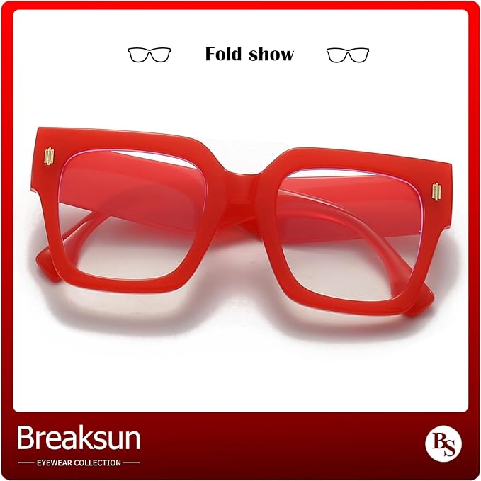 Fashion Oversized Blue Light Blocking Glasses for Women Men Trendy Big Square Frame Computer Eyeglasses