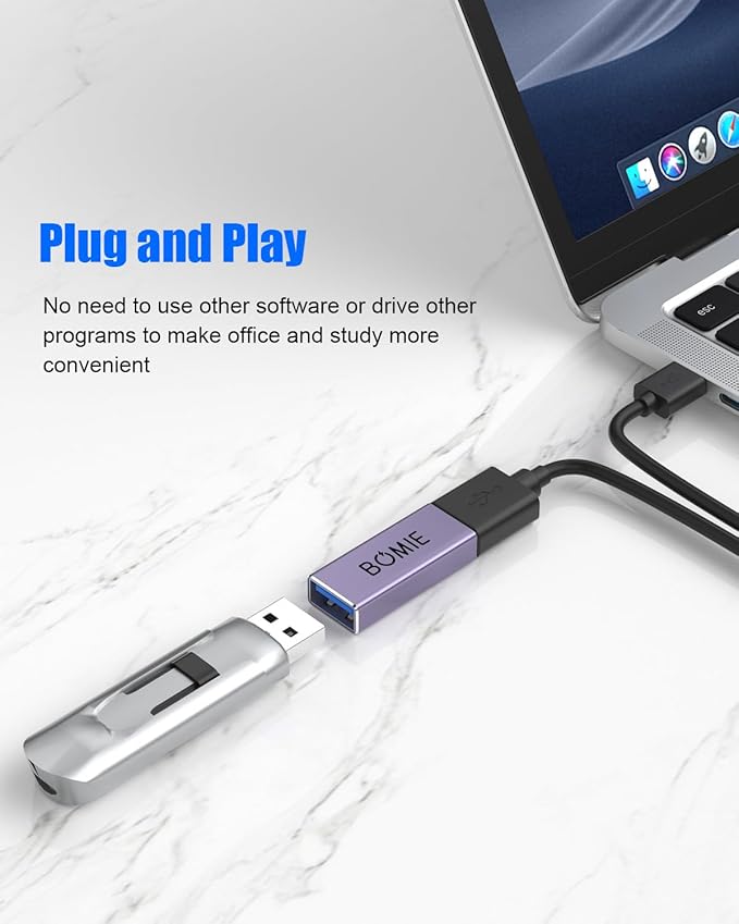 BOMIE USB Female to Female Adapter 2 Pack, USB 3.0 Type-A Female to Female Extension Adapter Connector, 5Gbps Data Transfer and Charging for Connecting Extension Two USB-A Male Ends Cable Purple