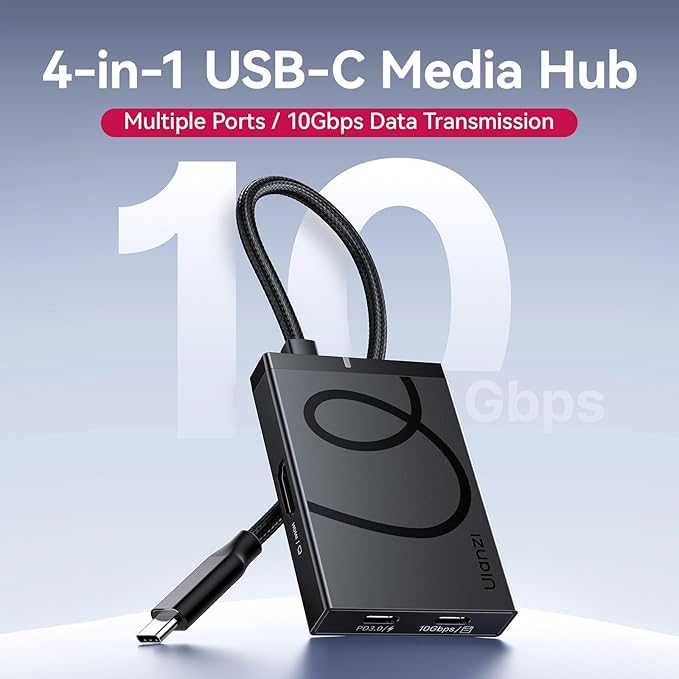 ULANZI H1 USB C Hub Docking Station 4k HDMI Monitor, PD 100W Charging Dual 10Gbps USB 3.2 Date Transfers, 1/4" Thread with Cold Shoe Mount for iPhone iPad MacBook Air Video Recording