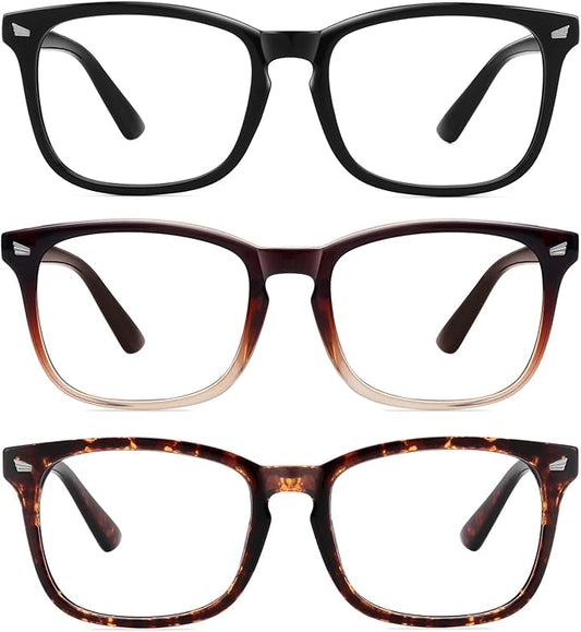 MEETSUN 3-Pack Blue Light Blocking Glasses, Anti Eye Strain Headache (Sleep Better), Computer Glasses UV400 Lens (Black + Brown Gradient + Tortoiseshell)