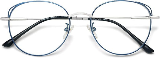 SOJOS Cat Eye Blue Light Blocking Glasses for Woman Hipster Metal Frame Womens Eyeglasses She Young SJ5027