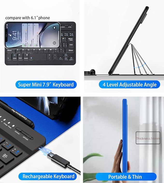 for Samsung Galaxy Z Fold 7 6 5 Keyboard and Mouse, Portable Mini Bluetooth Keyboard with Leather Case and Capacitive Pen, 4 in 1 Travel Set for Z Trifold Fold7 Accessories