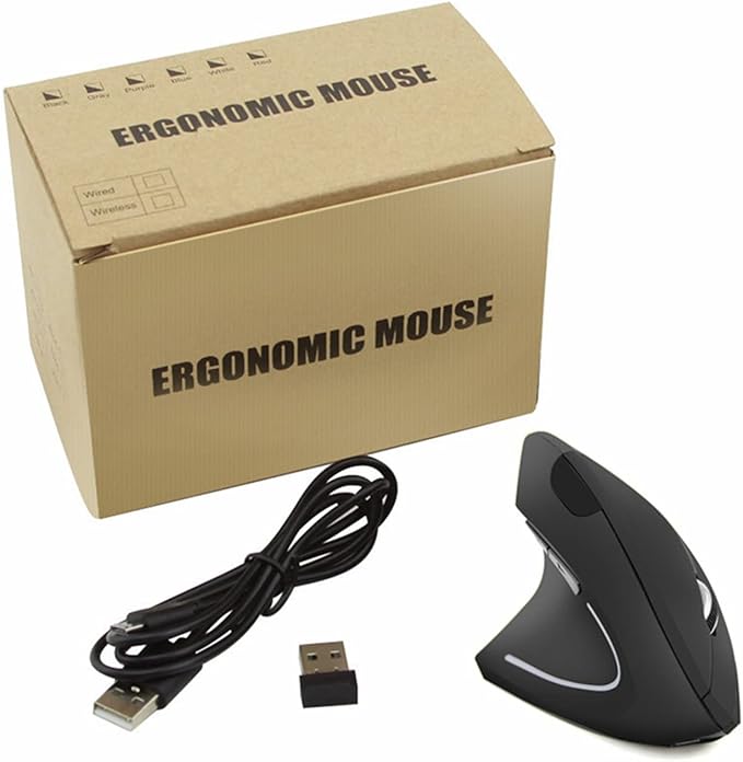 Left-Handed Mouse, Rechargeable 2.4G Wireless Ergonomic Vertical Mice with USB Receiver, 6 Buttons Optical Vertical Cordless Mice for Laptop Computer PC Desktop Computer Notebook,for Lefty Hands