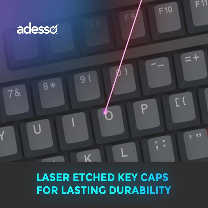 Adesso EasyTouch 150 Ergonomic Wired Mechanical Keyboard with Cherry MX Brown Switches, Integrated Palm Rest, Dedicated Copilot AI Hotkey, Full-Sized Layout with Numeric Pad for Comfortable Typing