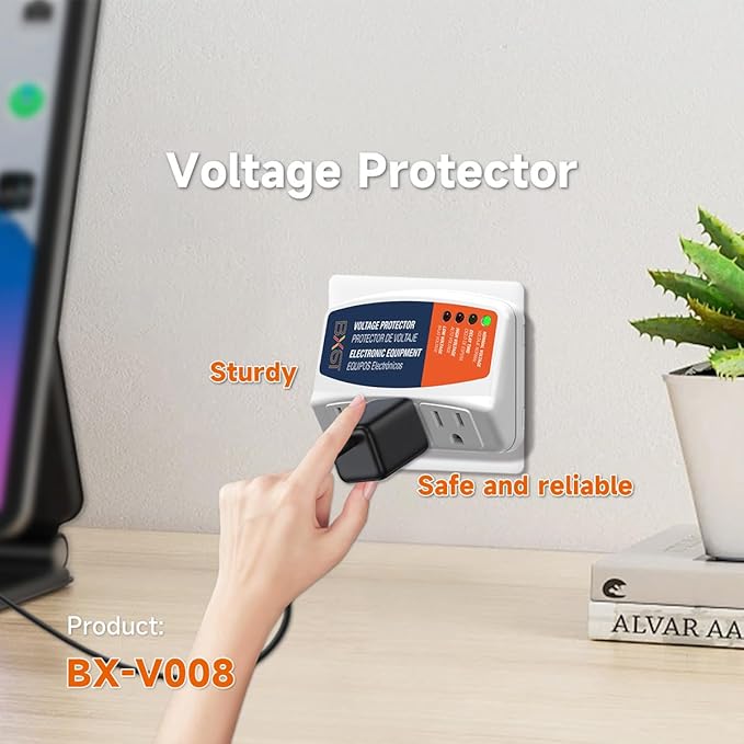 BXST Surge Protector 3 Outlet Power Voltage Protector for Home Protects Against High and Low Voltage Brownout Surge Protector for Refrigerator/TV/PC 15A, 120V, 1800W (2 Pack)