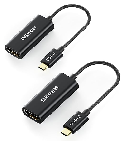 QGeeM USB C to HDMI Adapter 4K@60Hz,Type-C Thunderbolt 3/4 to HDMI Adapter Converter,Compatible for MacBook Pro,iPhone17 Max Plus,iPad Air,XPS,Galaxy S24Ultra,iMac Mini Etc.