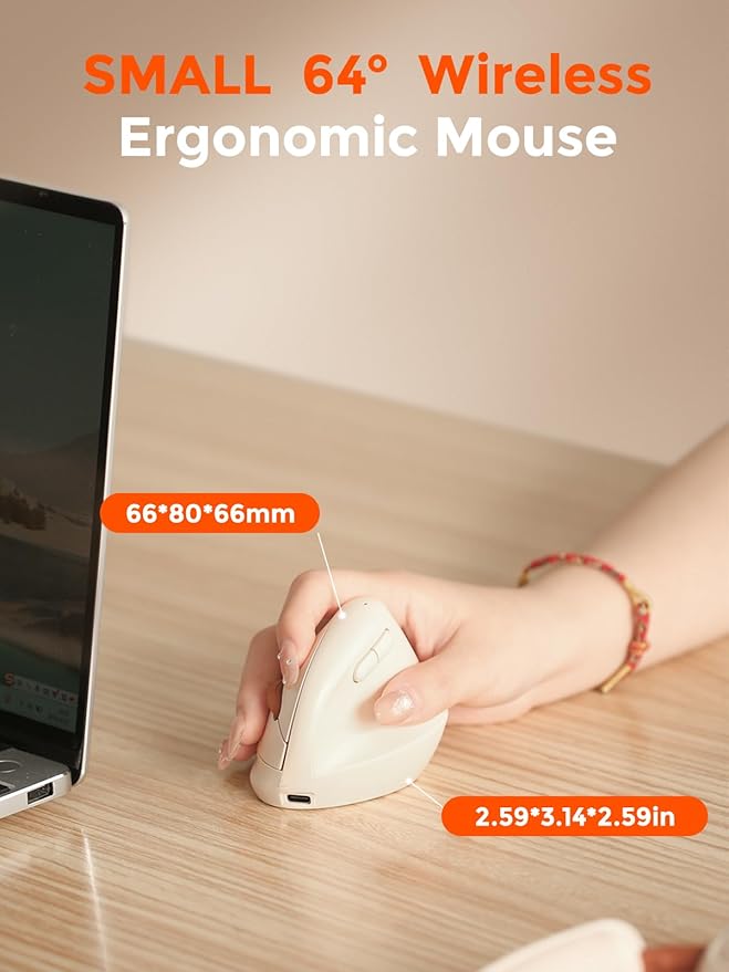 DAREU Ergonomic Vertical Wireless Mouse for Small Hands,2.4GHz / BT Optical Vertical Mice with Ergo Design for Comfort and Reduced Wrist Strain,3 Multi-Device Connectivity for Computer/PC/Laptop