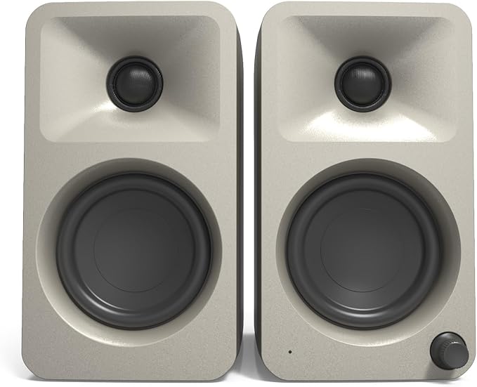 Kanto ORAME 100W Powered Reference Desktop Computer Speakers with Bluetooth 5.0 and USB-C Input | Bi-Amplified | 100 Hz Automatic Crossover | Pair | Moon (Renewed) (Renewed)