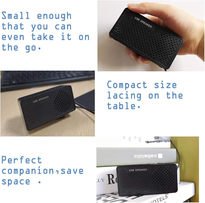USB Computer Speakers, USB Powered Mini Sound Bars, Laptop Stereo Speaker, Plug and Play to Save Space,Suitable for Computer Notebook Desktop Computer Office Surface (Black-s)