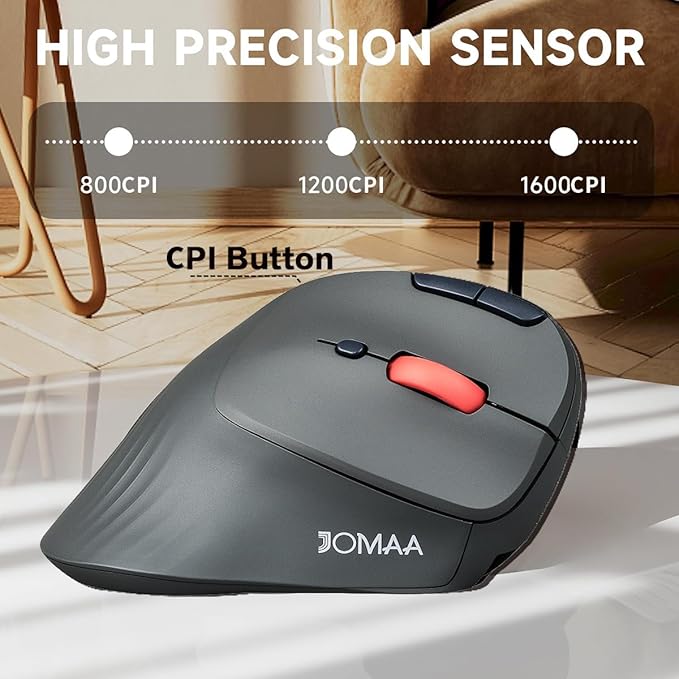 Dual Mode Wireless Vertical Computer Trackball Mouse, Ergonomic Bluetooth Thumb-Control Mouse with Quiet Clicks Ergonomic Design Adjustable CPI ,Built-in 500mAh Battery Rechargeable for PC/Mac/Laptop