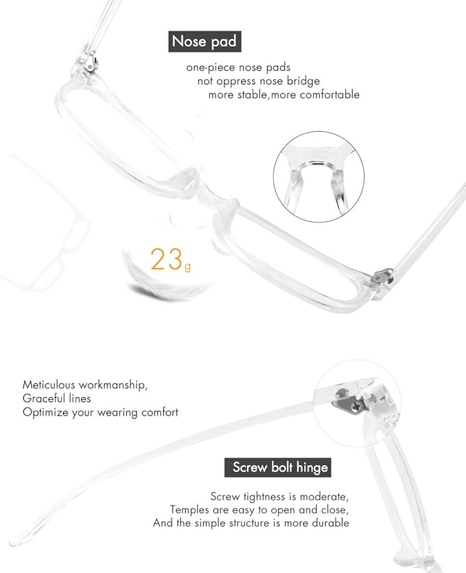 MEETSUN Blue Light Blocking Glasses Women Men, Anti Eye Strain Headache (Sleep Better),Computer Glasses UV400 Transparent Lens (Clear Frame Lens,53)